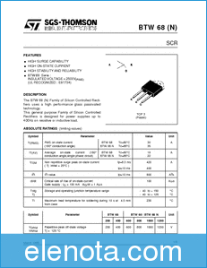 STMicroelectronics BTW68 datasheet