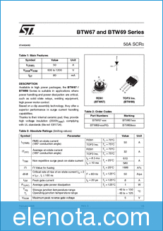 STMicroelectronics BTW69-600RG datasheet