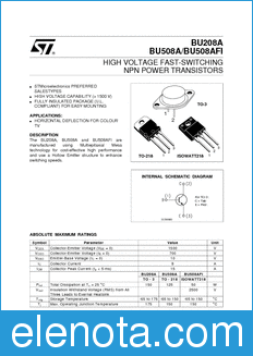 STMicroelectronics BU208A datasheet