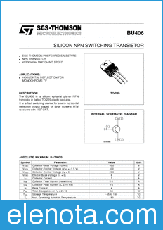 STMicroelectronics BU406 datasheet