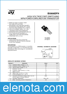 STMicroelectronics BU808DFH datasheet