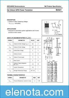Inchange Semiconductor BU921 datasheet