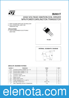 STMicroelectronics BU931T datasheet