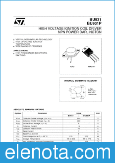 STMicroelectronics BU931 datasheet