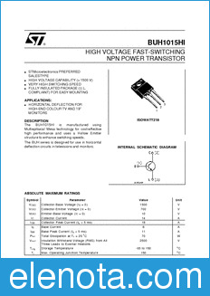 STMicroelectronics BUH1015HI datasheet