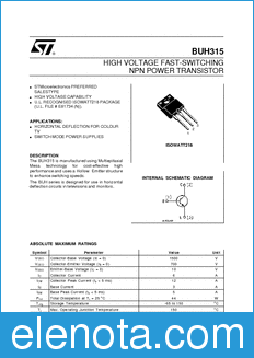 STMicroelectronics BUH315 datasheet