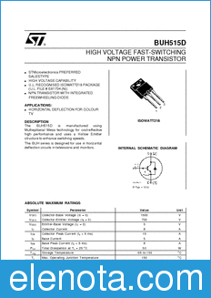 STMicroelectronics BUH515D datasheet