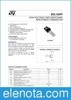 STMicroelectronics BUL128FP datasheet