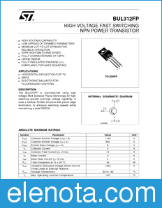 STMicroelectronics BUL312FP datasheet