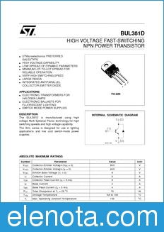 STMicroelectronics BUL381D datasheet
