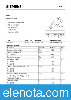 Infineon BUP213 datasheet