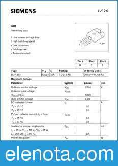 Infineon BUP313 datasheet