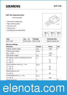 Infineon BUP314D datasheet