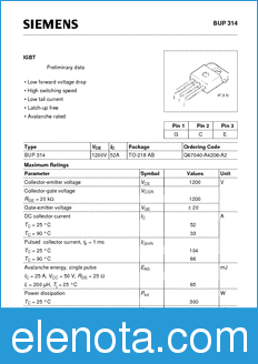 Infineon BUP314 datasheet