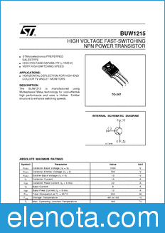 STMicroelectronics BUW1215 datasheet