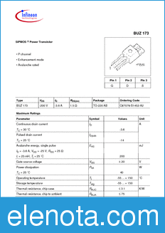 Infineon BUZ173 datasheet