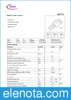 Infineon BUZ21 datasheet