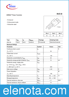 Infineon BUZ22 datasheet