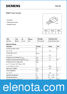 Infineon BUZ305 datasheet