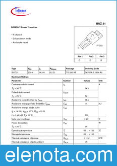 Infineon BUZ31 datasheet