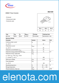 Infineon BUZ350 datasheet
