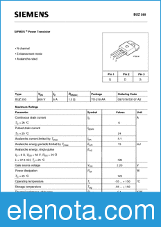 Infineon BUZ355 datasheet
