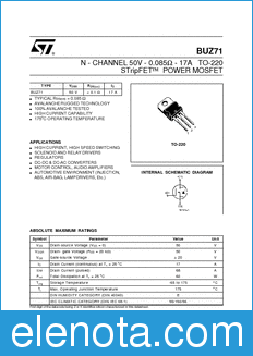 STMicroelectronics BUZ71 datasheet