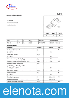 Infineon BUZ72 datasheet