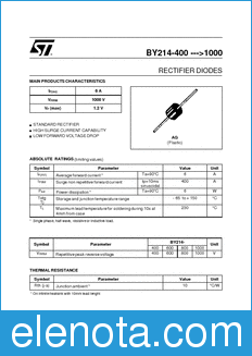 STMicroelectronics BY214-1000 datasheet