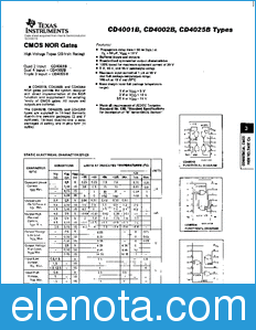 Texas Instruments CD4001B datasheet