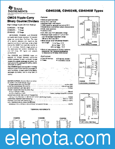 Texas Instruments CD4020B datasheet