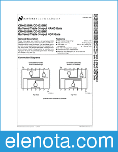 National Semiconductor CD4023BC datasheet