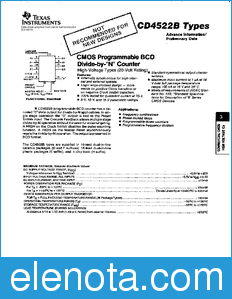 Texas Instruments CD4522B datasheet