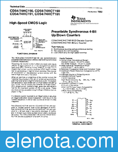 Texas Instruments CD54HC190 datasheet