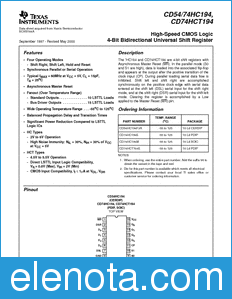 Texas Instruments CD54HC194 datasheet