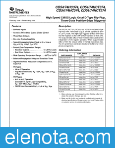 Texas Instruments CD54HC374 datasheet