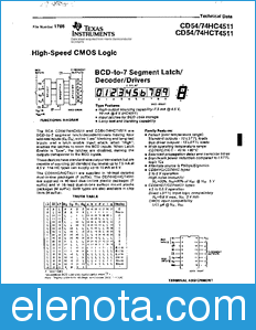 Texas Instruments CD54HC4511 datasheet