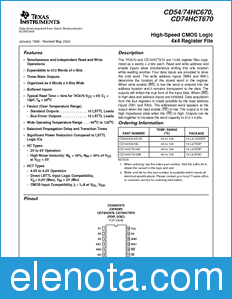 Texas Instruments CD54HC670 datasheet