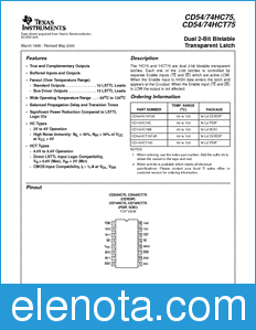 Texas Instruments CD54HC75 datasheet