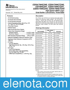 Texas Instruments CD54HCT240 datasheet