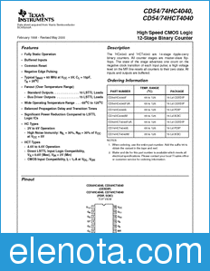 Texas Instruments CD54HCT4040 datasheet