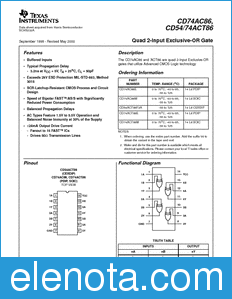 Texas Instruments CD74AC86 datasheet