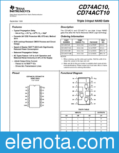 Texas Instruments CD74ACT10 datasheet