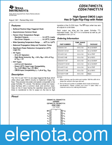 Texas Instruments CD74HC174 datasheet