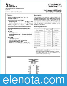 Texas Instruments CD74HC32 datasheet