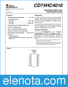 Texas Instruments CD74HC4016 datasheet