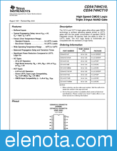 Texas Instruments CD74HCT10 datasheet