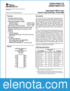 Texas Instruments CD74HCT173 datasheet