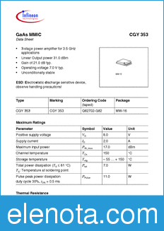 Infineon CGY353 datasheet