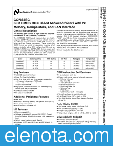 National Semiconductor COP884BC datasheet